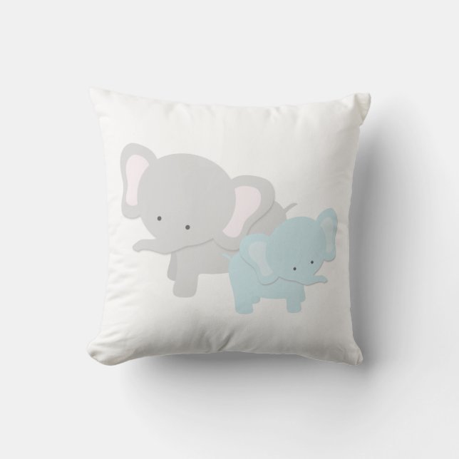 Coussin Maman Elephant et carreau | {lt Pink Back} de bébé (Recto)