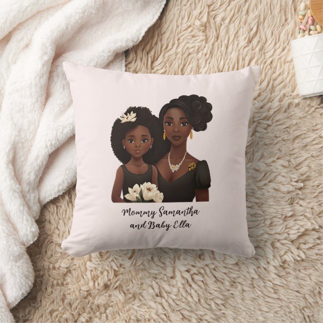 Coussin Maman et fille noire personnalisée (6) (Couverture)
