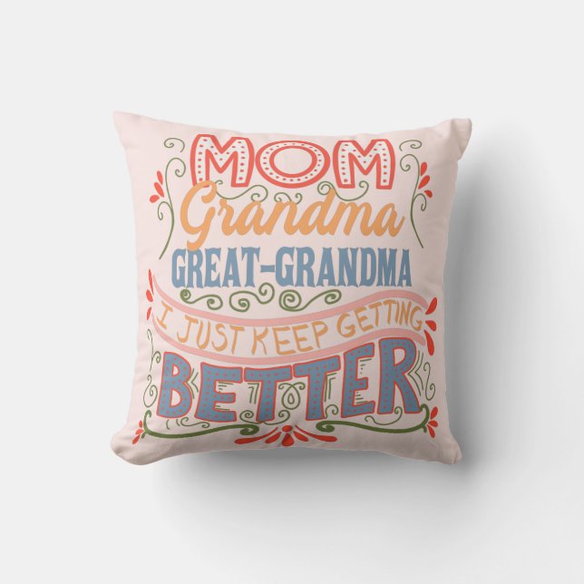 Coussin Maman grand-mère grand-grand-mère je continue à s' (Recto)