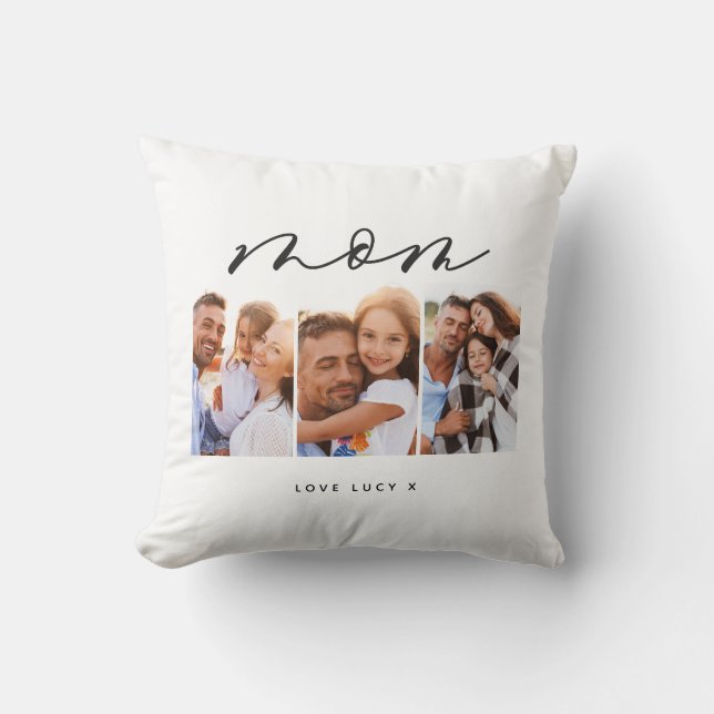 Coussin maman mignonne script moderne multi photo cadeau (Recto)