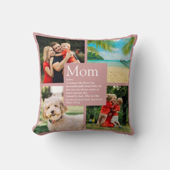 Coussin Maman personnalisée Définition 4 Photo Blush Pink (Recto)