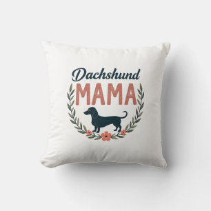 Coussin Maman teckel vintage amoureux des chiens floraux v
