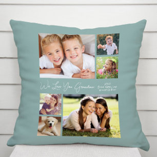 Coussin Mamie We Love You Photos Personnalized Green