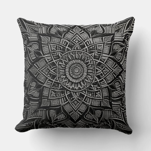 Coussin Mandala Argenté  (Recto)