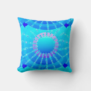 Coussin Mandala avec étoiles - dégradé de satin turquoise