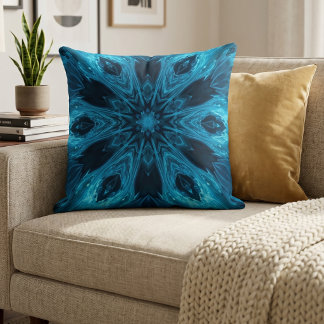 Coussin Mandala Bleu Cosmique