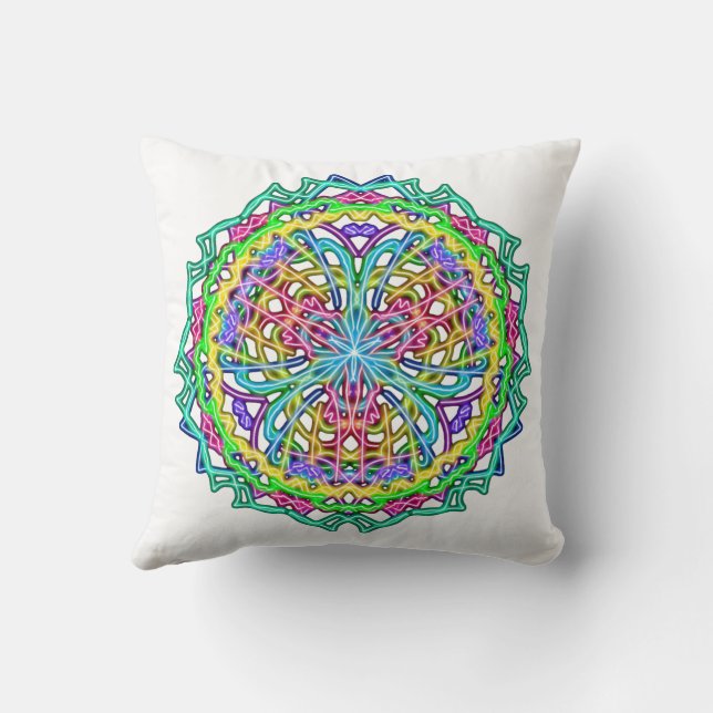 Coussin Mandala coloré Abstrait (Verso)