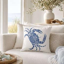 Coussin Mandala crabe bleu côtier | Naudtique 