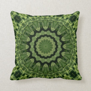 Coussin Mandala des Feuilles verts