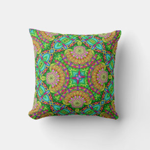 Coussin Mandala Design, Neon Pinwheel