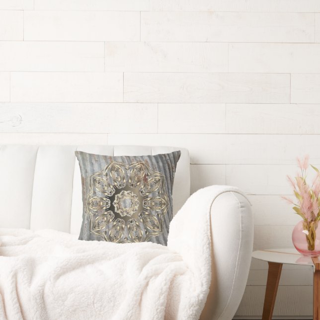 Coussin Mandala en or rustique (Canapé)