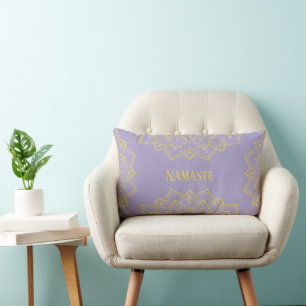 Coussin Mandala Lumbar jaune et lavande