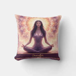 Coussin Mandala Méditation Femme Nom Personnalisé Lumineux
