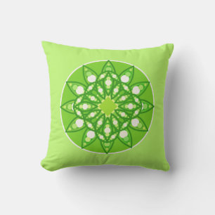 Coussin Mandala Motif dans les tons verts de chaux