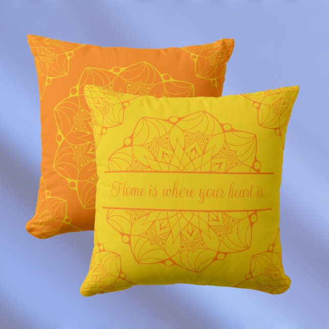 Coussin Mandala orange et jaune personnalisé (Créateur téléchargé)