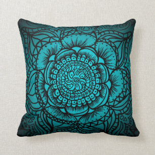 Coussin Mandala Turquoise et noir