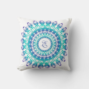Coussin Mandala turquoise ethnique
