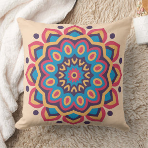 Coussin Mandala vibrant en code hexadécimal de couleur