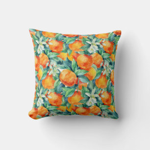 Coussin Mandarine Orange : Aquarelle Retro Illustration
