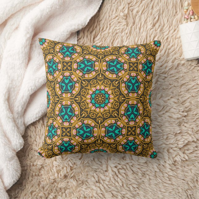 Coussin Mandela Turquoise jaune Motif (Couverture)