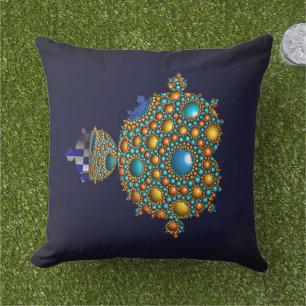 Coussin Mandelbrot Fractal Apollonian Sphere Blue Gold