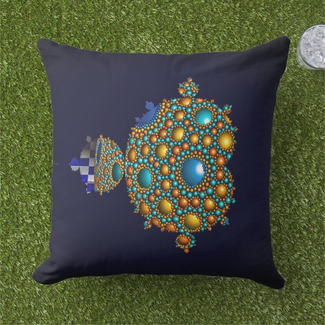 Coussin Mandelbrot Fractal Apollonian Sphere Blue Gold (Herbe)
