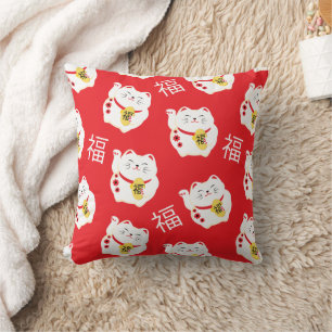 Coussin Maneki Neko Cute Lucky White Chat