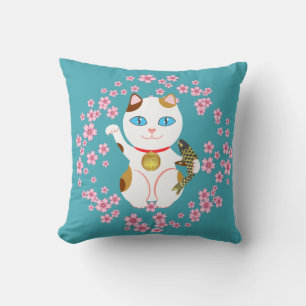 Coussin Maneki Neko Japonais Becking Lucky Calico Cat
