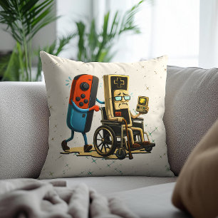 Coussin Manette de jeu rétro drôle pour les amateurs de je
