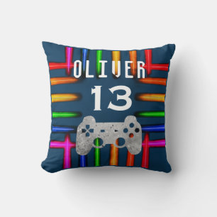 Coussin Manette de jeu vidéo de gamer Néon Anniversaire