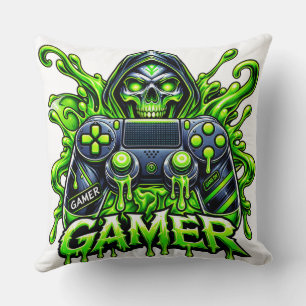 Coussin Manette fantôme de joueur Halloween Spooky Gaming