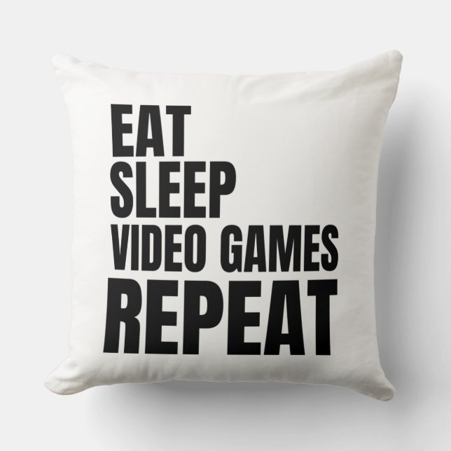 Coussin manger veille jeux vidéo répéter (Recto)