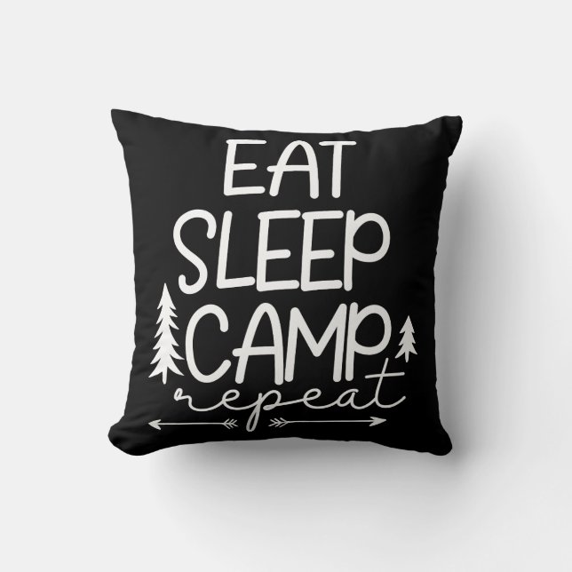 Coussin Mangez le camp de sommeil Répéter drôle (Recto)