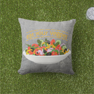 Coussin Mangez vos Légumes Citer salade fraîche mélange bo