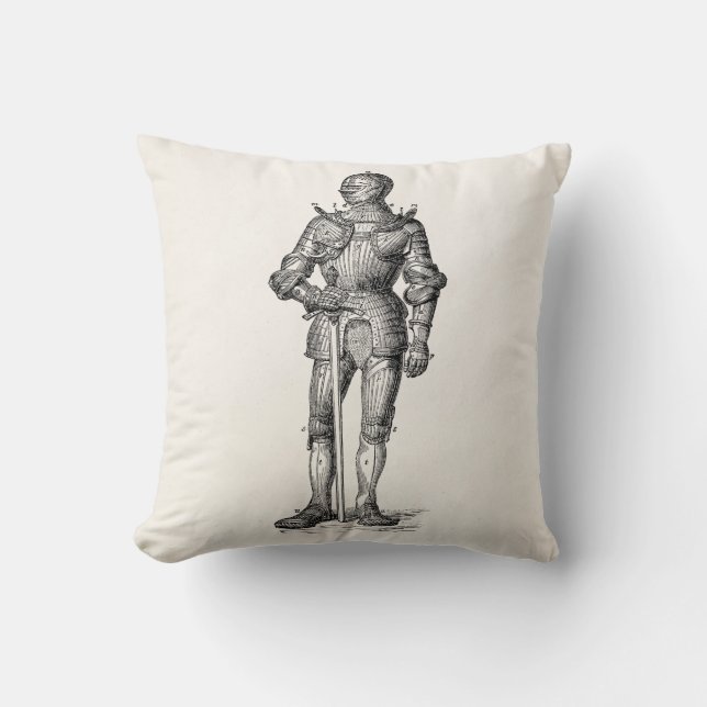 Coussin Manteau de l'épée brillante d'armure de chevalier (Recto)