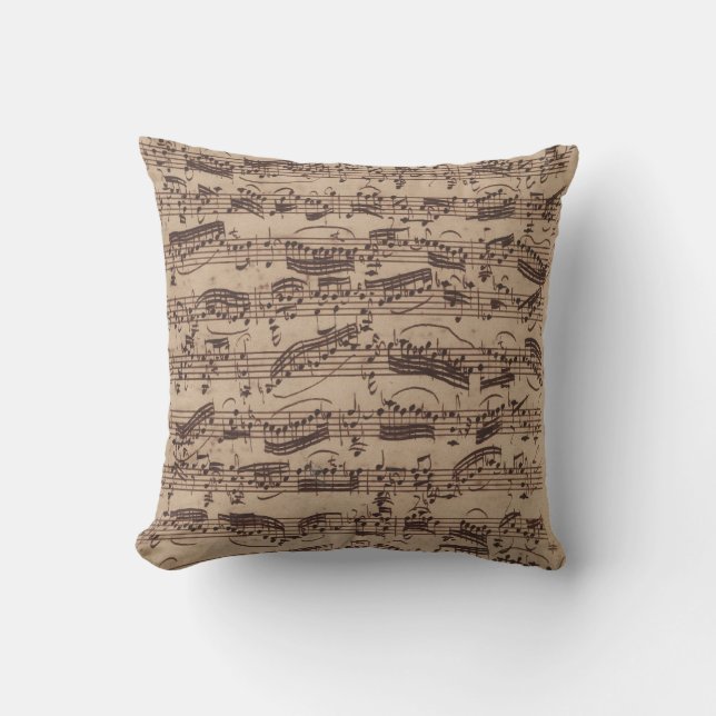 Coussin Manuscrit Bach Musique Feuille Antique (Recto)