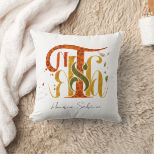 Coussin Manuscrit Élégant Merci Feuillage d'Automne