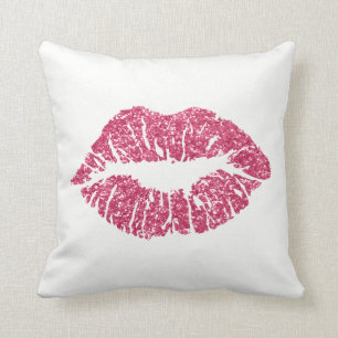 Coussin Maquillage blanc de lèvres de baiser de parties