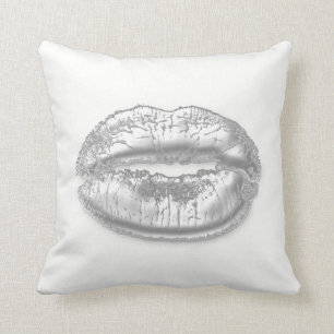 Coussin Maquilleur argenté gris blanc de lèvres de baise