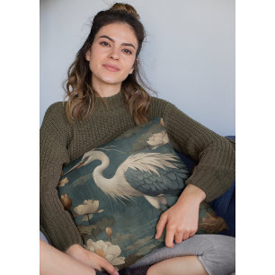 Coussin Marais de minuit & Grue majestueuse