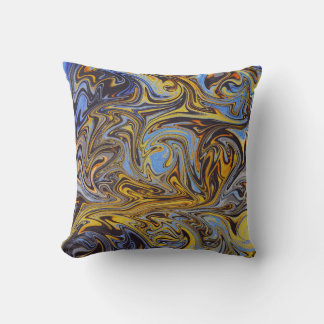 Coussin Marble Forms – Blue & Gold Decorative Pillow