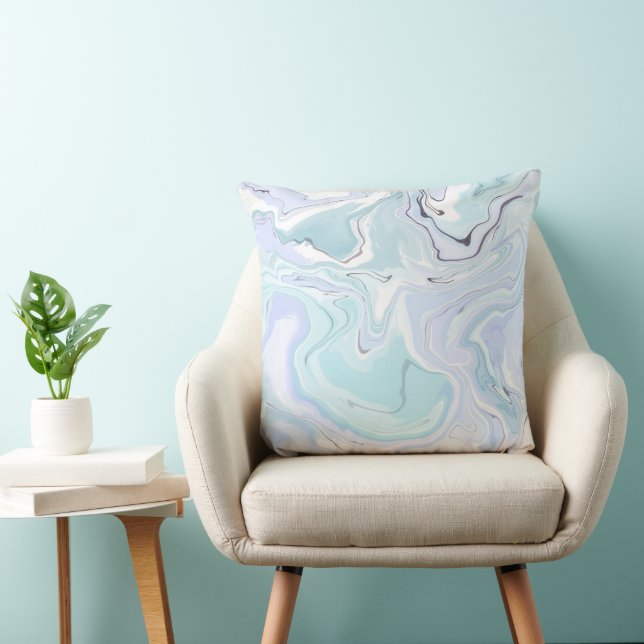 Coussin Marbre Abstrait bleu clair Jeu d'oreiller - modern (Chaise)