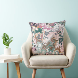 Coussin Marbre Abstrait vert et rose Jeu d'oreiller modern