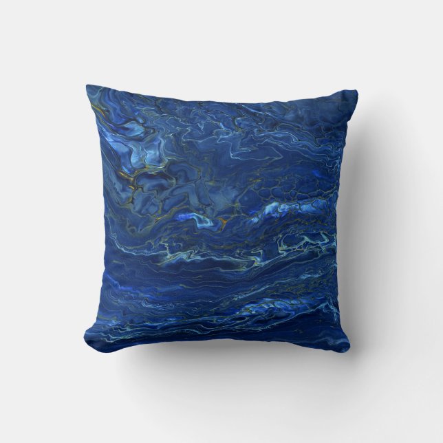 Coussin Marbre acrylique bleu marine et marbre d'or Faux (Recto)