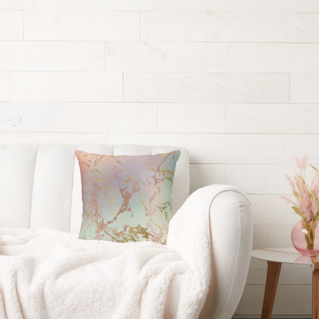 Coussin Marbre beige élégant | Mint Sage Green Rose Gold (Canapé)