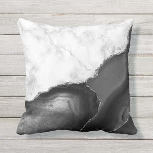 Coussin Marbre blanc Black Agate Parties scintillant en ar