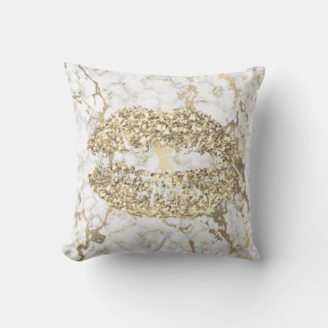 Coussin Marbre blanc de maquillage Faux Gold Parties scint (Recto)
