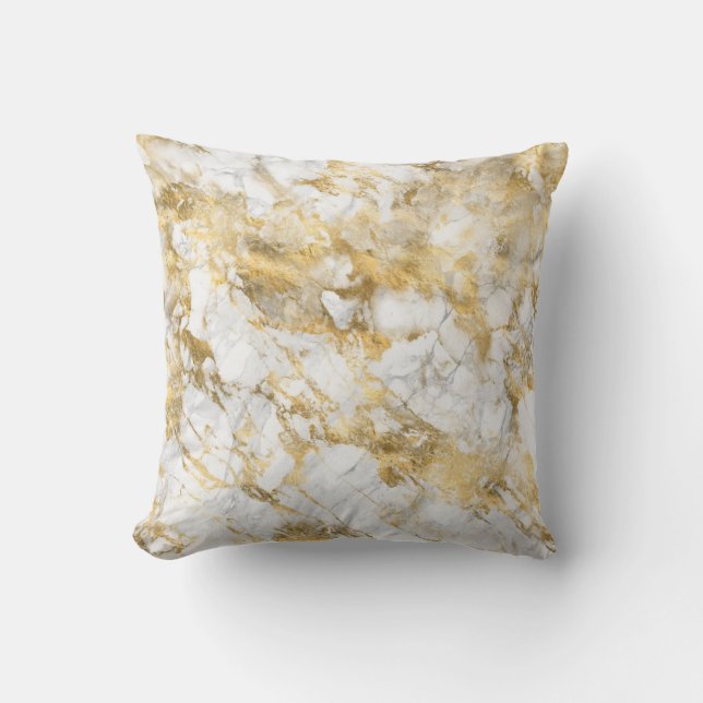 Coussin Marbre blanc et or (Recto)
