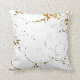 Coussin Marbre Blanc Or Abstrait Pierre Élégant minimal