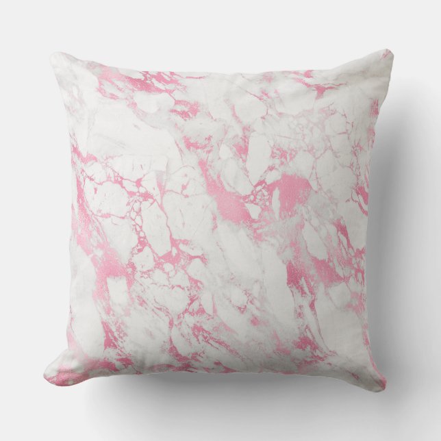 Coussin Marbre blanc rose (Recto)